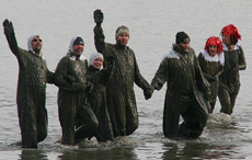 The team nearing the end of the race
