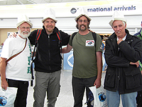Keith, Simon, Alex and Barry at the airport, ready to come home