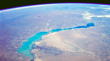Photograph of Lake Balkhash taken from space